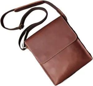 Vintage Crossbody Bag Genuine Leather Men's Shoulder Classic Messenger Man Small Bags 7.9 Inch