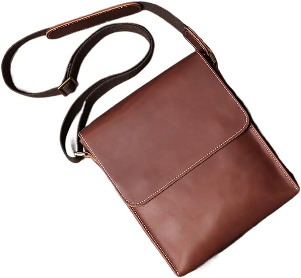 Vintage Crossbody Bag Genuine Leather Men's Shoulder Classic Messenger Man Small Bags 7.9 Inch