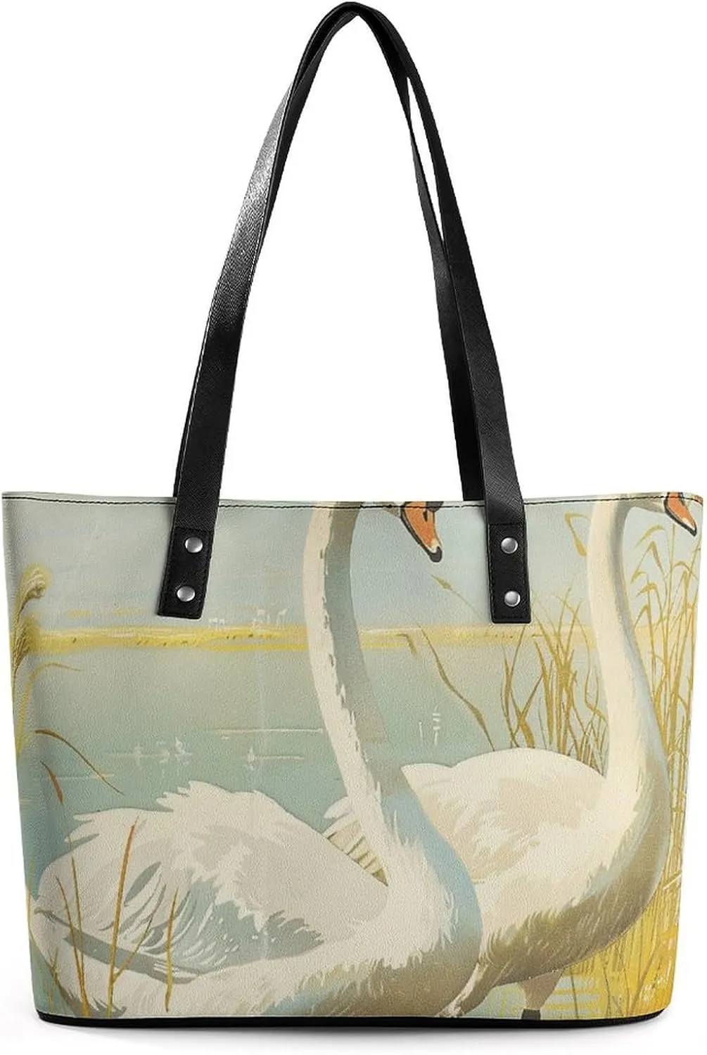 Vintage Painting of Goose Leather Lady's Handbag Crossbody Purse for Women Ladies Soft Shoulder Bag Medium Roomy Handbag Fashion Tote Top Handle Satchel