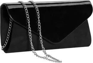 WALLYN'S Patent Leather Clutch Classic Purse Evening Bag Handbag With Flannelette
