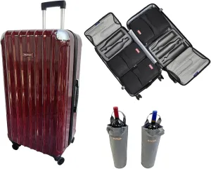 Wine Suitcase for Airplanes 12 Bottle,Wine Suitcase with TSA Lock,Insulated Insert Bag with Ice Pack Pocket,Luggage for Airplane Travel for Lover Professional Gift (Burgundy)