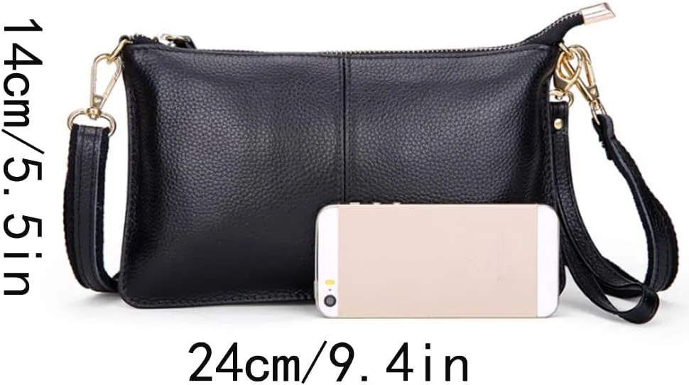 Women Crossbody Purse Satchel Leather Clutch Evening Bag Classic Wriststrap Bags Coin Wallet