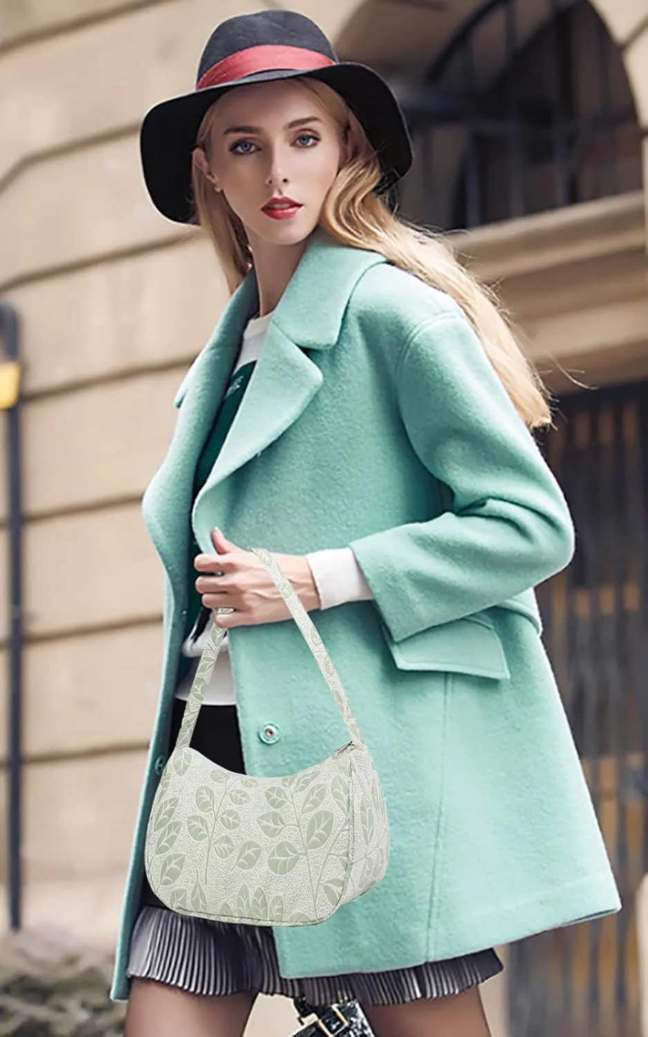 Women Shoulder Handbags Trendy Small Crossbody Bags Prints Hobo Bags with Zipper Crescent Purse For Ladies