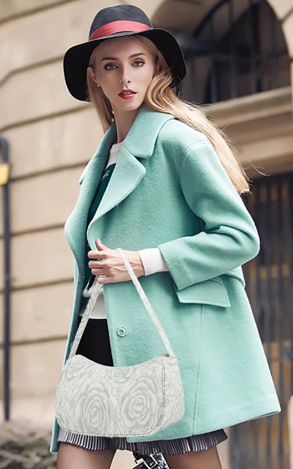Women Shoulder Handbags Trendy Small Crossbody Bags Prints Hobo Bags with Zipper Crescent Purse For Ladies