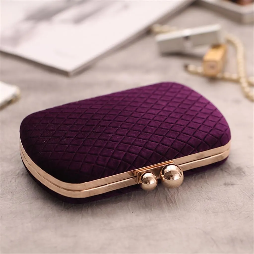 Women's Classic Autumn Winter Velvet Rhinestone Evening Bag Clutch Banquet Bag Chain Cross Clutch