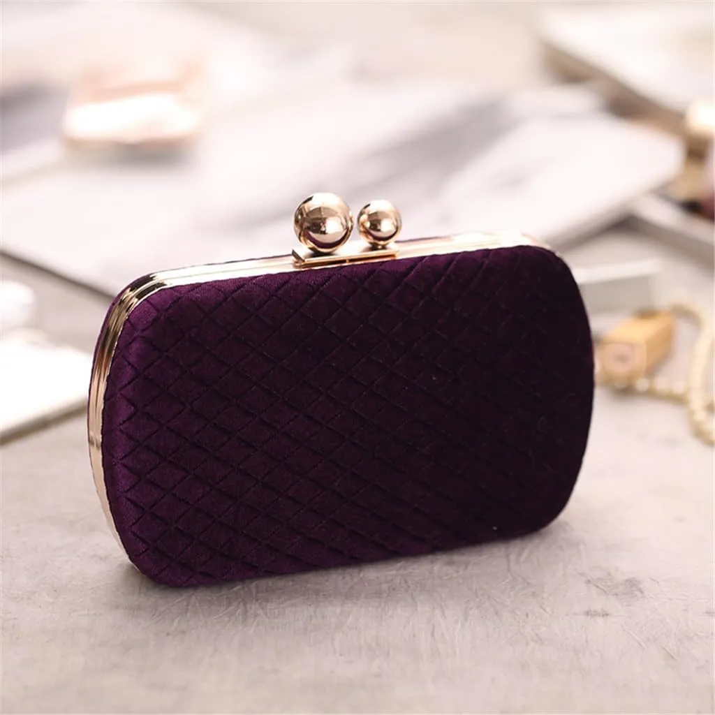 Women's Classic Autumn Winter Velvet Rhinestone Evening Bag Clutch Banquet Bag Chain Cross Clutch