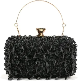 Women's Classic Clutch Banquet Evening Bag Glitter Sequin Crossbody Shoulder Bag Sparkly Purse for Prom Wedding Party