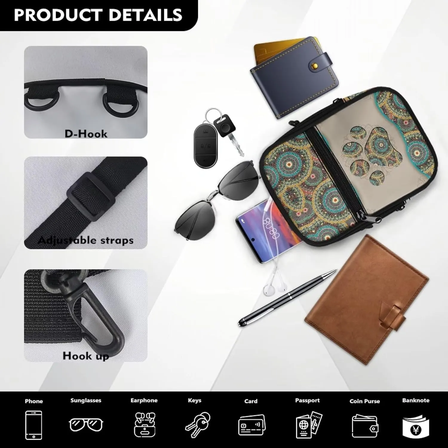 Womens Crossbody Bags Trendy Sling Bag Small Men Shoulder Bag Classic Travel Fanny Packs for Running, Hiking
