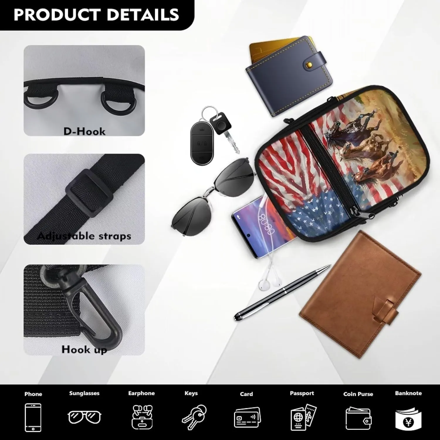 Womens Crossbody Bags Trendy Sling Bag Small Men Shoulder Bag Classic Travel Fanny Packs for Running, Hiking