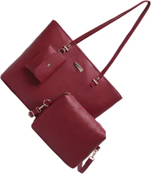 Women's Fashion Handbags Set 3pcs Shoulder Bags Large Capacity Satchel Top Handle Purse PU Leather Crossbody Bags