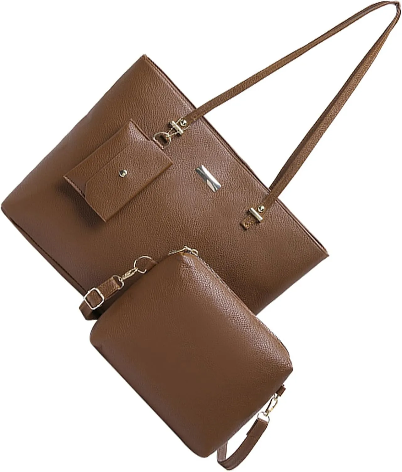 Women's Fashion Handbags Set 3pcs Shoulder Bags Large Capacity Satchel Top Handle Purse PU Leather Crossbody Bags