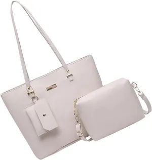 Women's Fashion Handbags Set 3pcs Shoulder Bags Large Capacity Satchel Top Handle Purse PU Leather Crossbody Bags