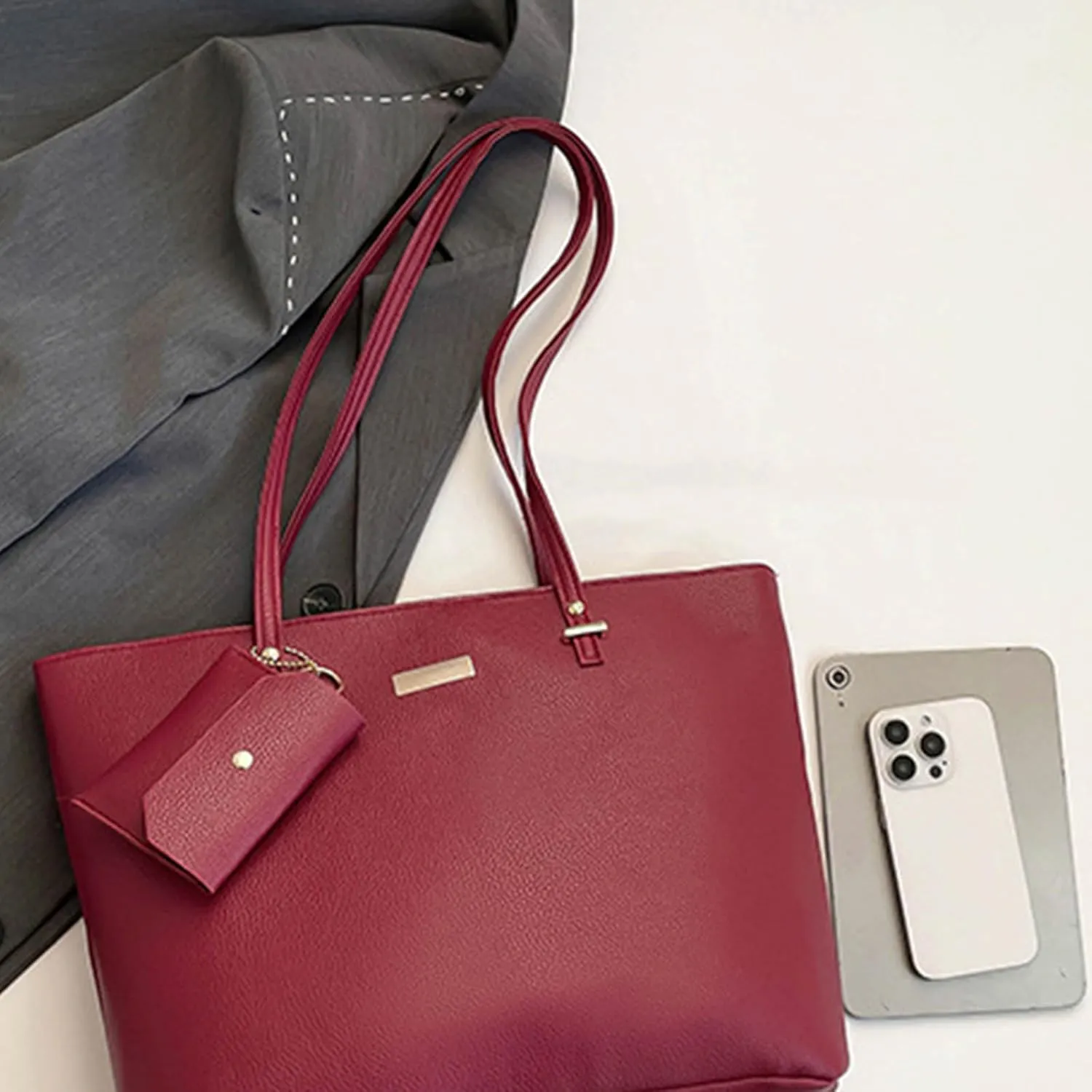 Women's Fashion Handbags Set 3pcs Shoulder Bags Large Capacity Satchel Top Handle Purse PU Leather Crossbody Bags