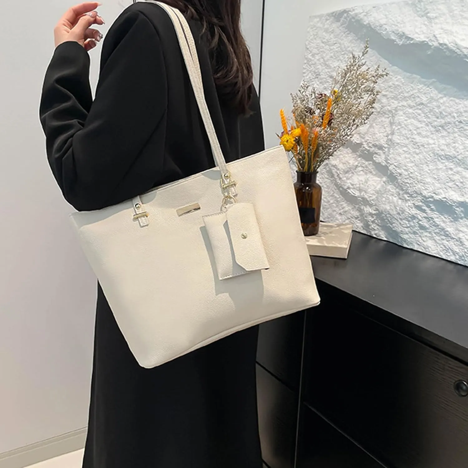 Women's Fashion Handbags Set 3pcs Shoulder Bags Large Capacity Satchel Top Handle Purse PU Leather Crossbody Bags