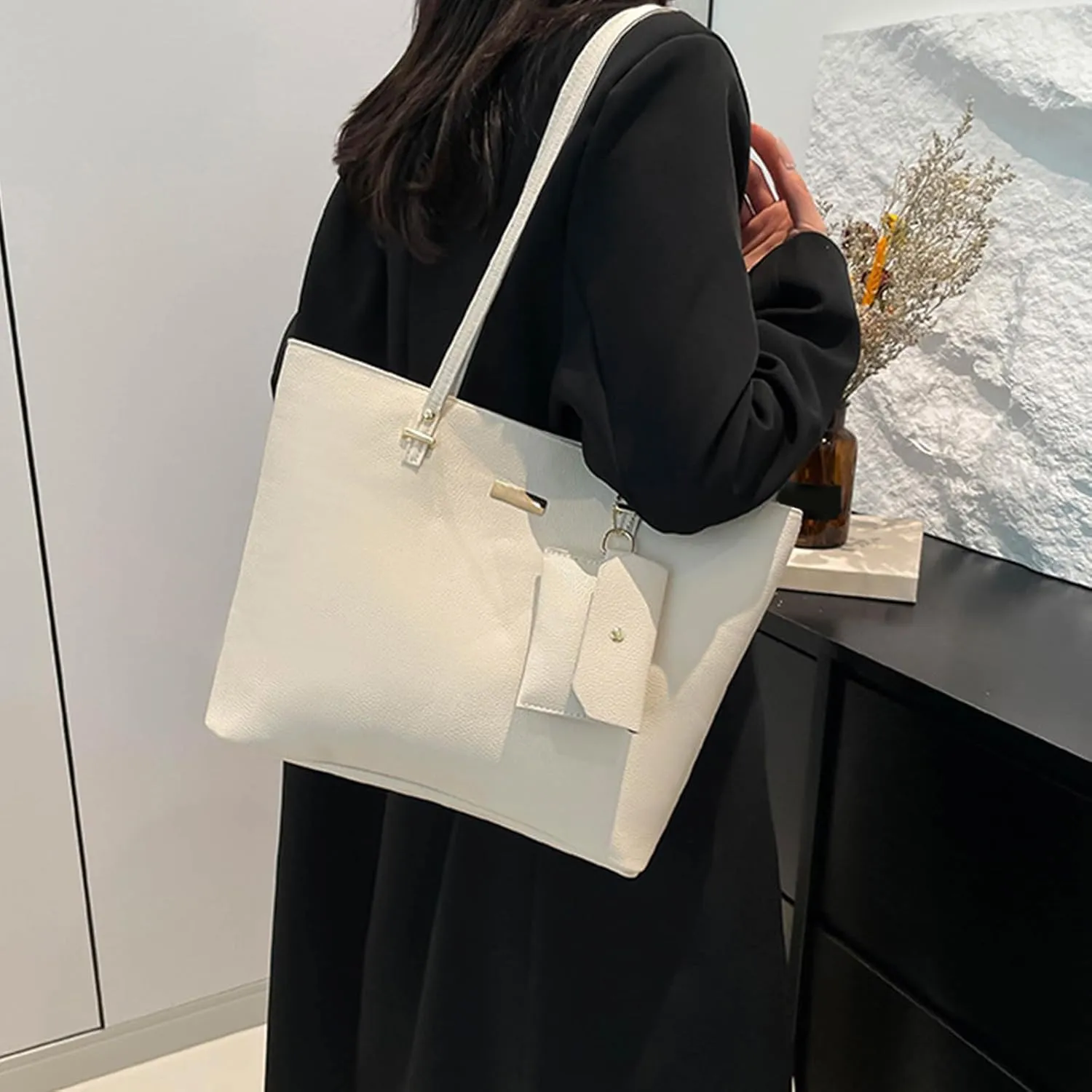 Women's Fashion Handbags Set 3pcs Shoulder Bags Large Capacity Satchel Top Handle Purse PU Leather Crossbody Bags