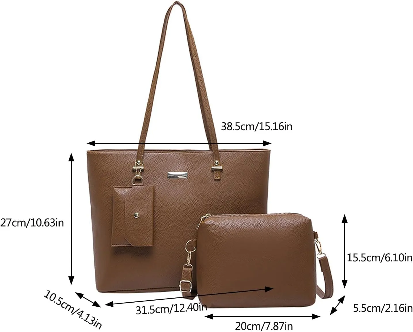 Women's Fashion Handbags Set 3pcs Shoulder Bags Large Capacity Satchel Top Handle Purse PU Leather Crossbody Bags