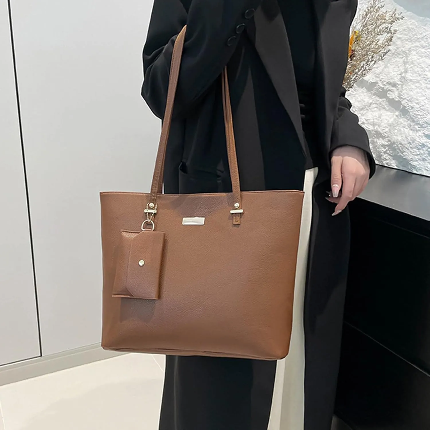 Women's Fashion Handbags Set 3pcs Shoulder Bags Large Capacity Satchel Top Handle Purse PU Leather Crossbody Bags