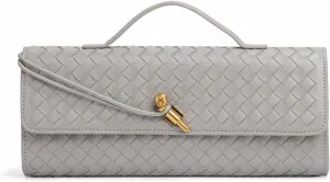 Women's for Woven Evening Bags Vegan Leather Clutch Handbags, Trendy Crossbody Bag Clutch Purses