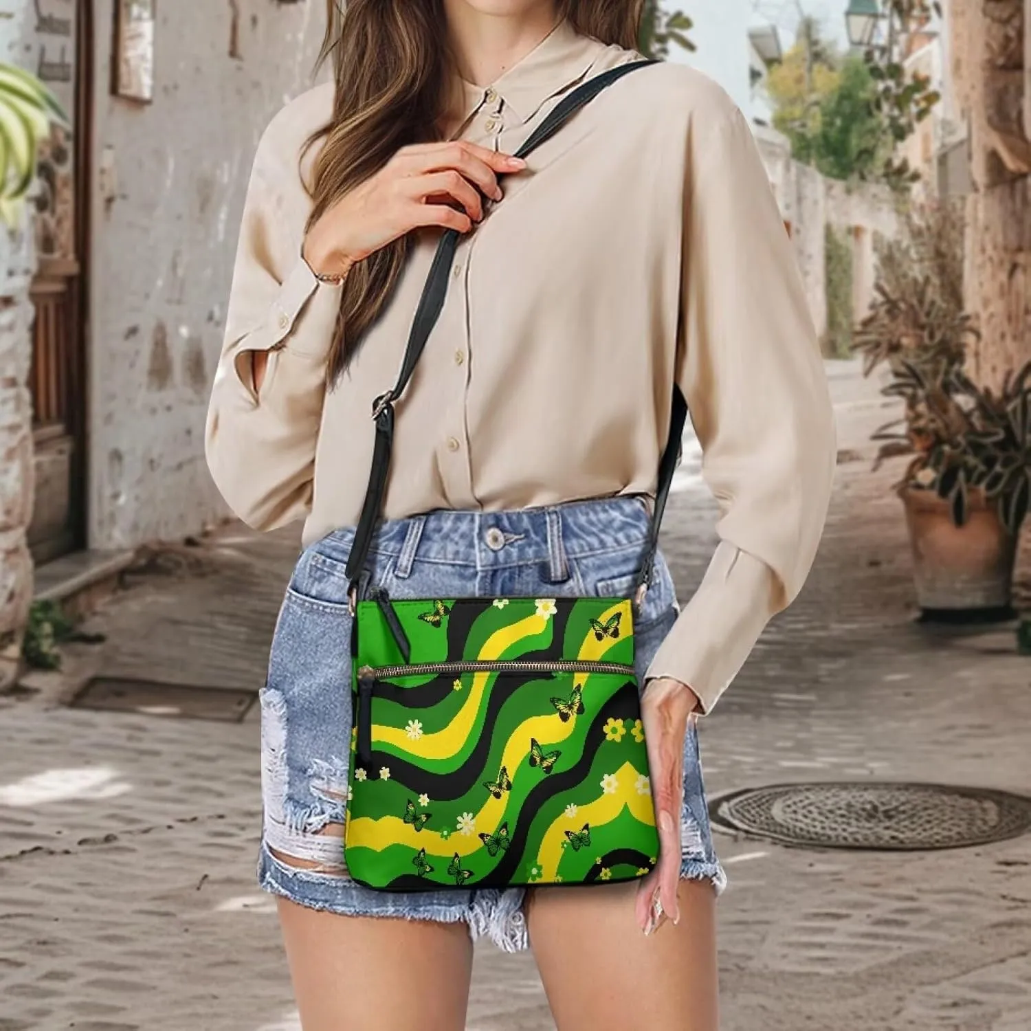 Women's Leather Shoulder Bag Soft Ladies Crossbody Bags with Multiple Pockets Fashion Handbags Zip Sling Purses