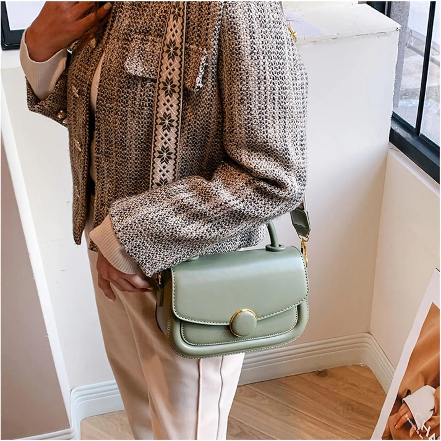Womens Small Crossbody Bag Leather Shoulder Bag for Women Trendy Fashion Hobo Bag