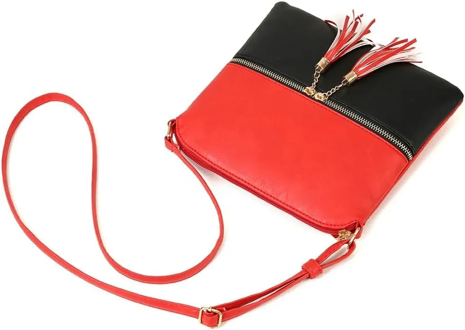 Women's Trendy Crossbody Bag Small Tote Bags PU Leather Satchel Purse Shoulder Bags Handbag with Tassels