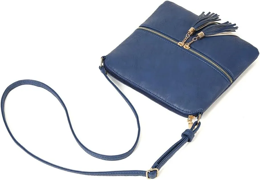 Women's Trendy Crossbody Bag Small Tote Bags PU Leather Satchel Purse Shoulder Bags Handbag with Tassels