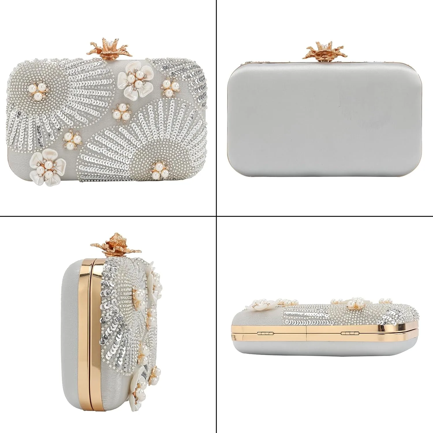 Womens Vintage Floral Embroidery Clutch Evening Handbag Shoulder Bags Purse for Wedding Party Prom