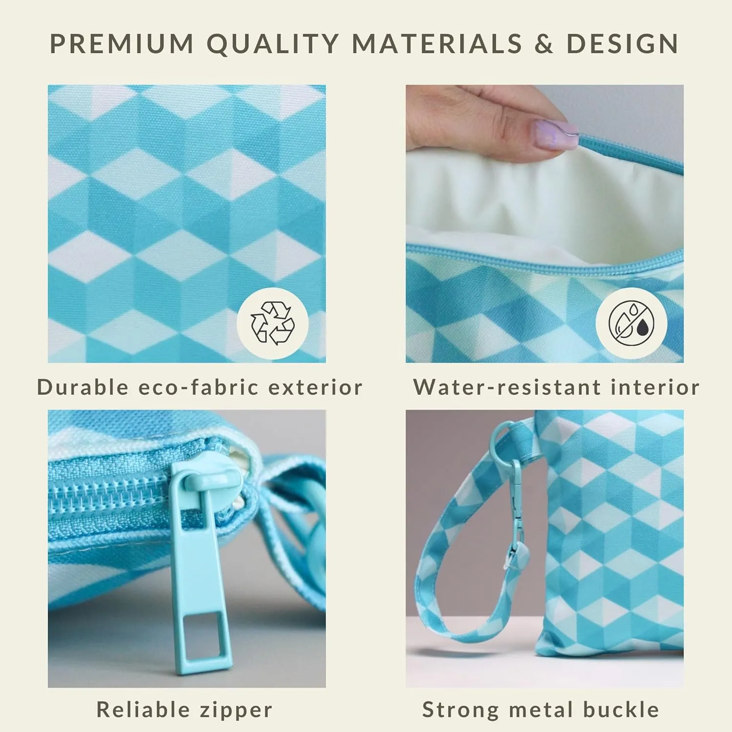 Wristlet Bag, Convenient Buckle Loop Strap, Ample Storage, Eco Fabric, Everyday Travel Vacation Accessory