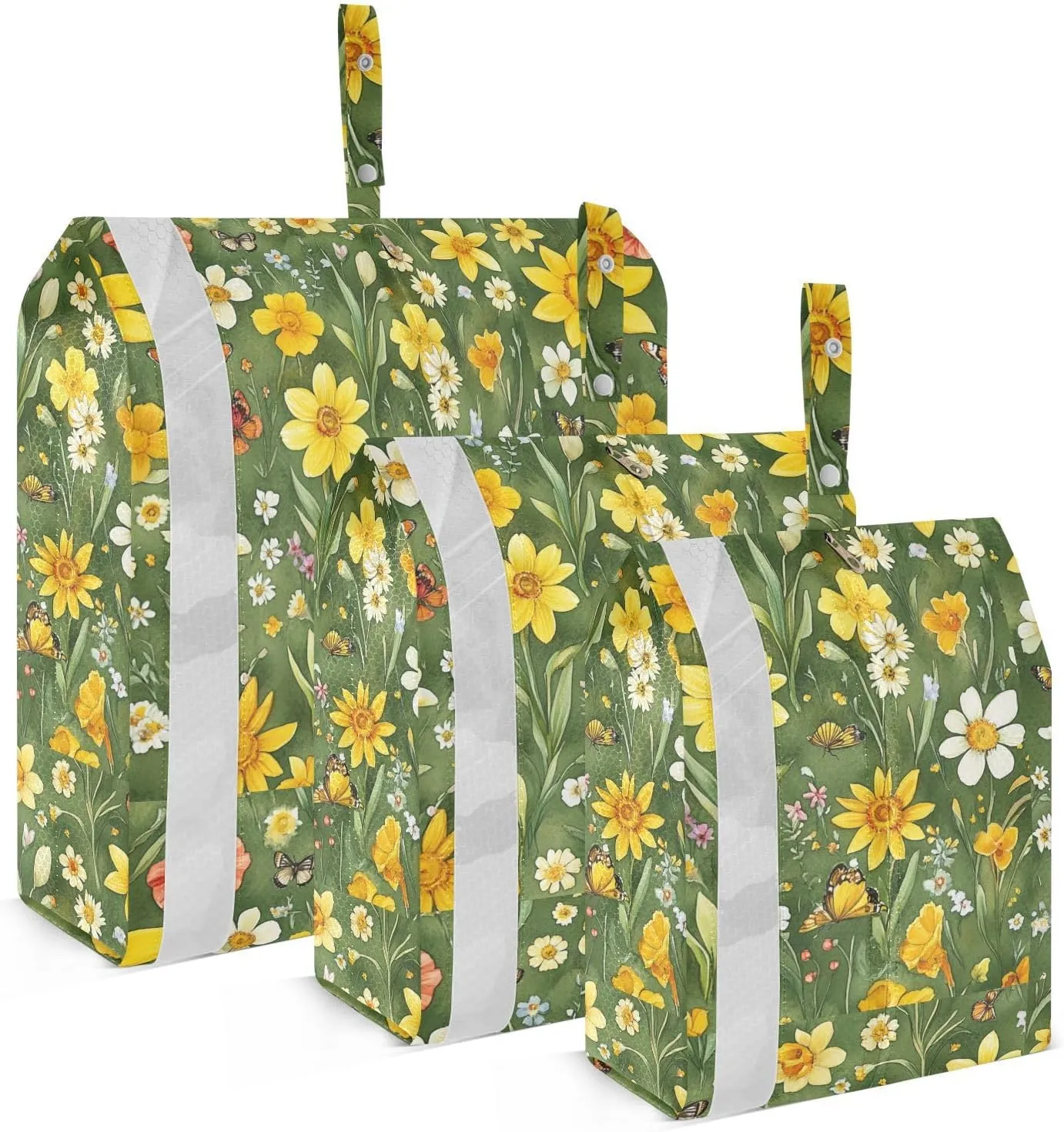 Yellow Wild Flowers 3 Set Packing Travel Organizer Foldable Garment Bag Closet Storage Bags For Suitcase Bedroom Storage