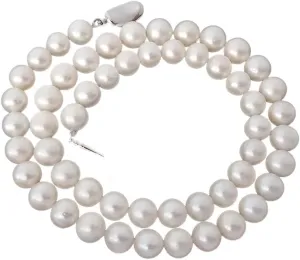 YING LAN Genuine Cultured White Freshwater Pearl Necklace for Women Ladies, Dainty Pearl Beaded Necklace Strand With Plated Sterling Silver Clasp