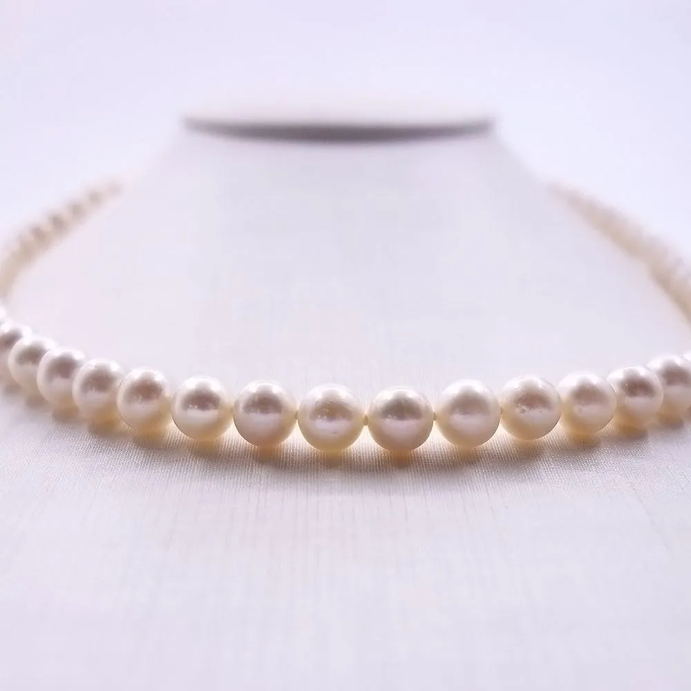 YING LAN Genuine Cultured White Freshwater Pearl Necklace for Women Ladies, Dainty Pearl Beaded Necklace Strand With Plated Sterling Silver Clasp