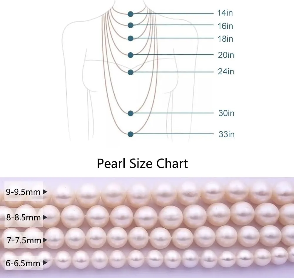 YING LAN Genuine Cultured White Freshwater Pearl Necklace for Women Ladies, Dainty Pearl Beaded Necklace Strand With Plated Sterling Silver Clasp