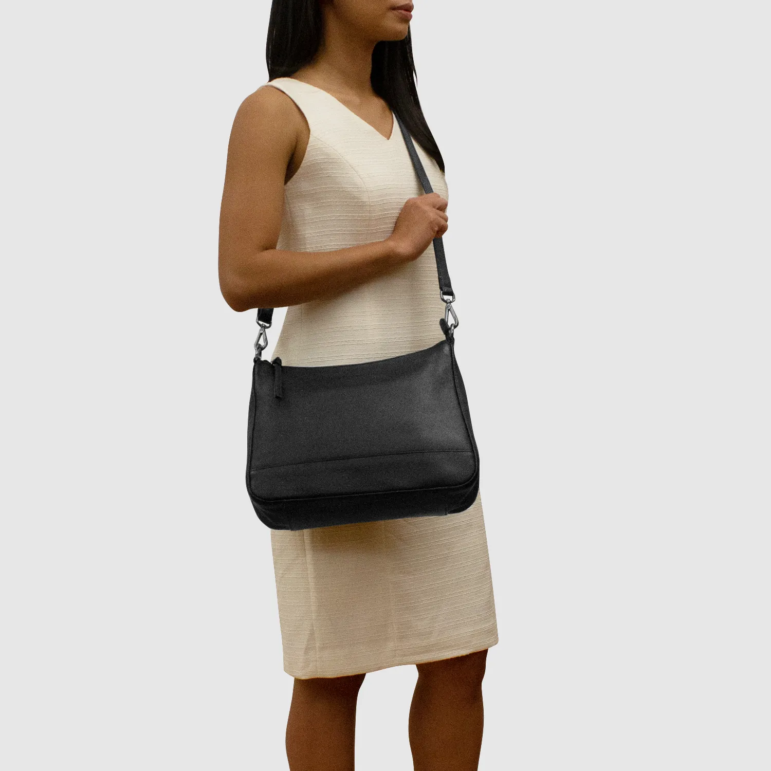 Zip Top Hobo with Two Detachable Straps